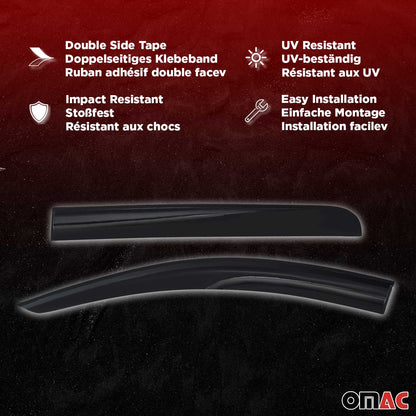 2012-2018 Ford Focus Window Visor Vent Rain Deflector 4Pcs Smoke