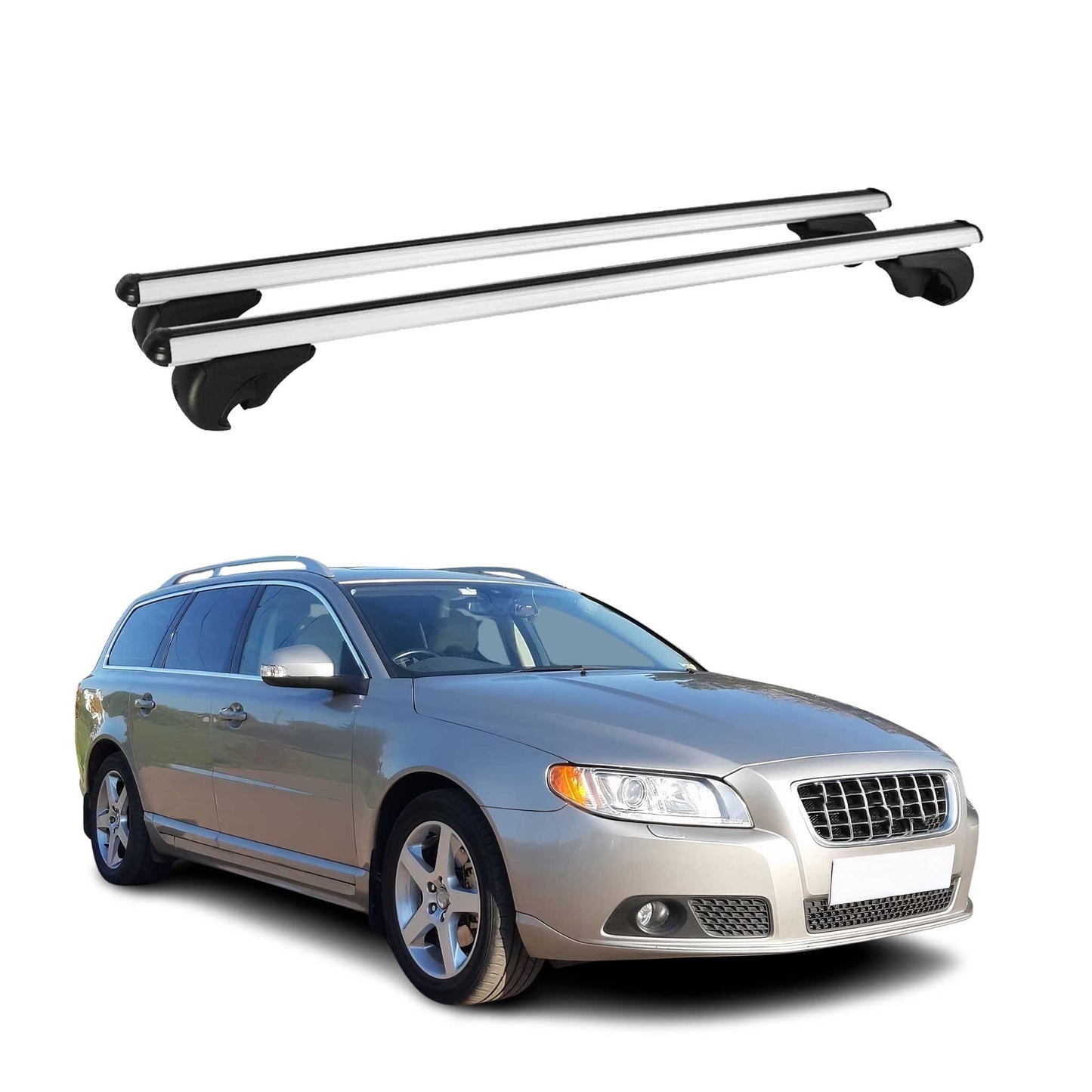 2008-2010 Volvo V70 Roof Rack Cross Bars Silver