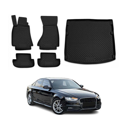 2010-2016 Audi A4 S4 Sedan Floor Mats & Cargo Liner Full Set All Weather Black