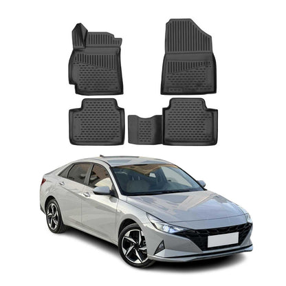 2021-2026 Hyundai Elantra Floor Mats Liners Full Set All Weather Black