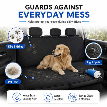 Rear Bench Car Seat Cover Odor Eliminating Pet Hammock Black