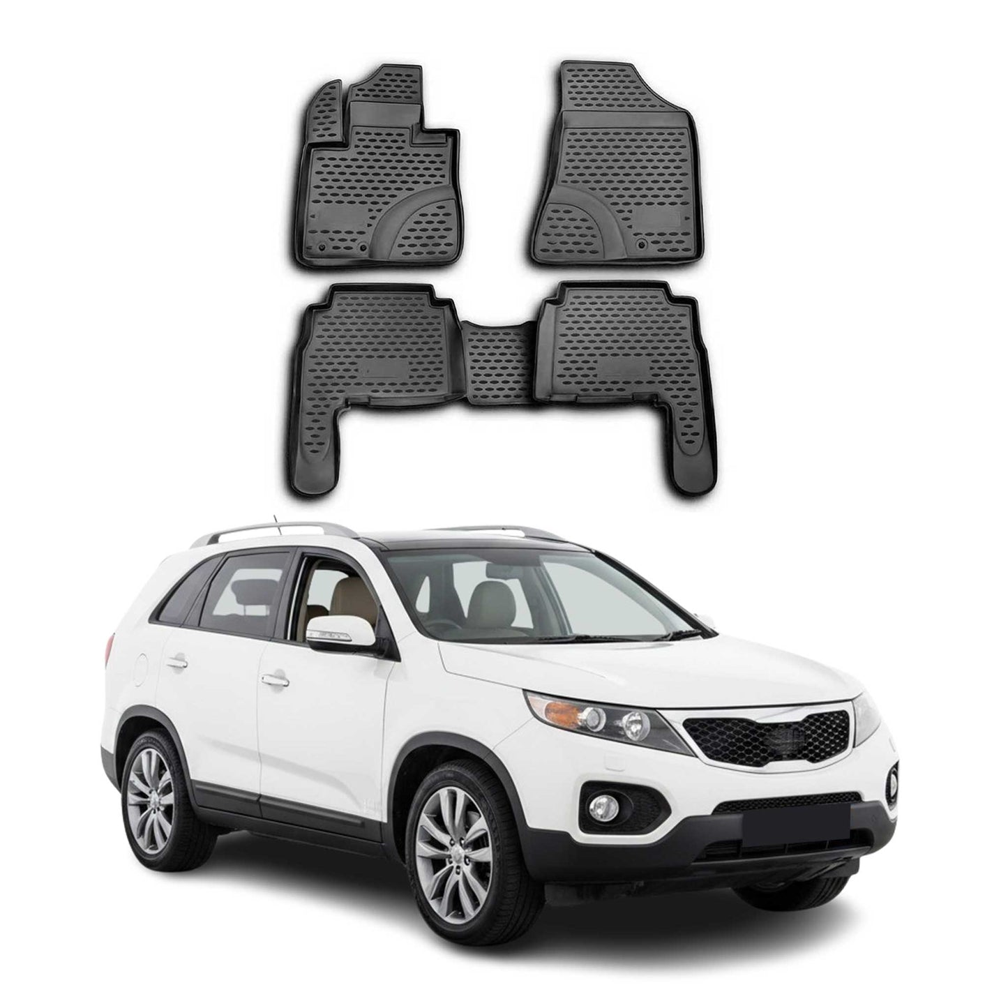 2011-2013 Kia Sorento Floor Mats Liners Full Set All Weather Black