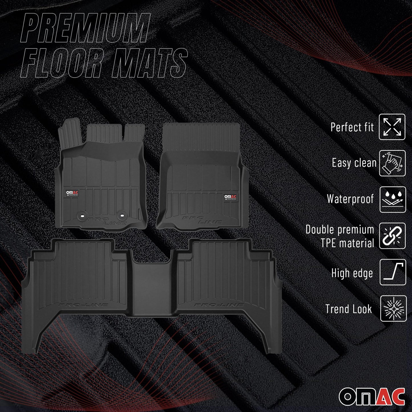 2016-2023 Toyota Tacoma Premium Floor Mats Liners Full Set All Weather Heavy Duty