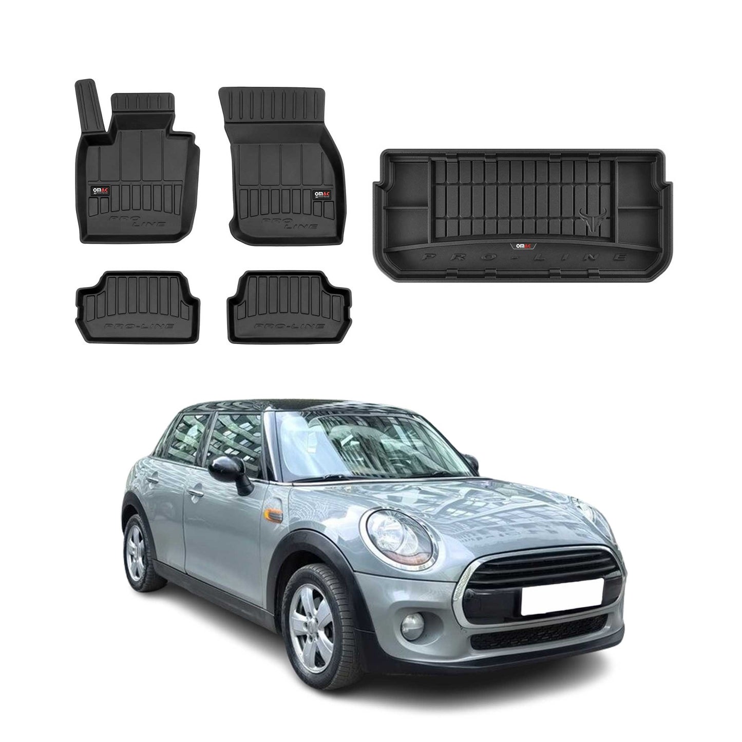 2014-2020 Mini Cooper S Premium Floor Mats & Cargo Liner Full Set All Weather Heavy Duty Black