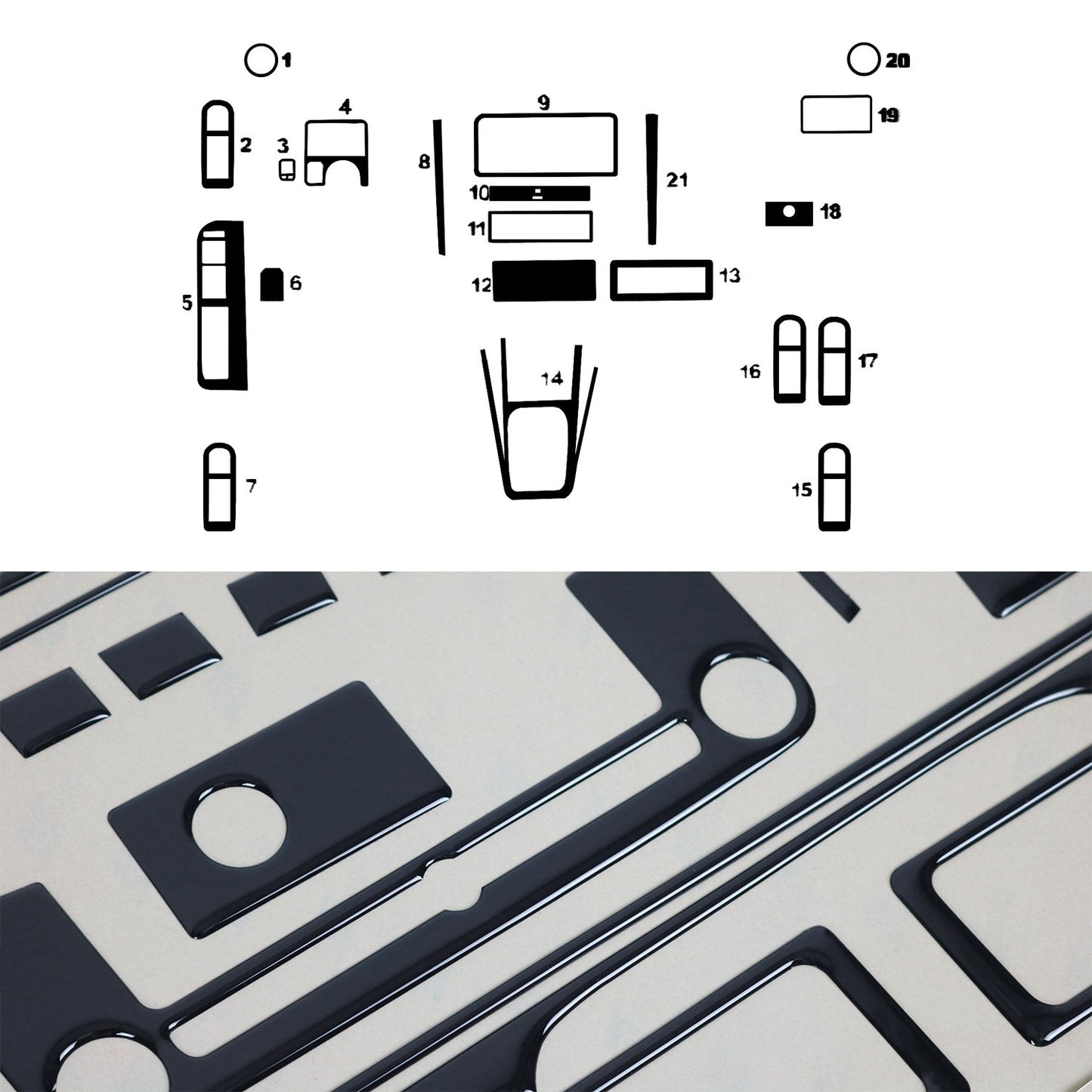 1998-2003 Volkswagen Golf Mk4 Piano Black Dashboard Console Trim Kit 21Pcs