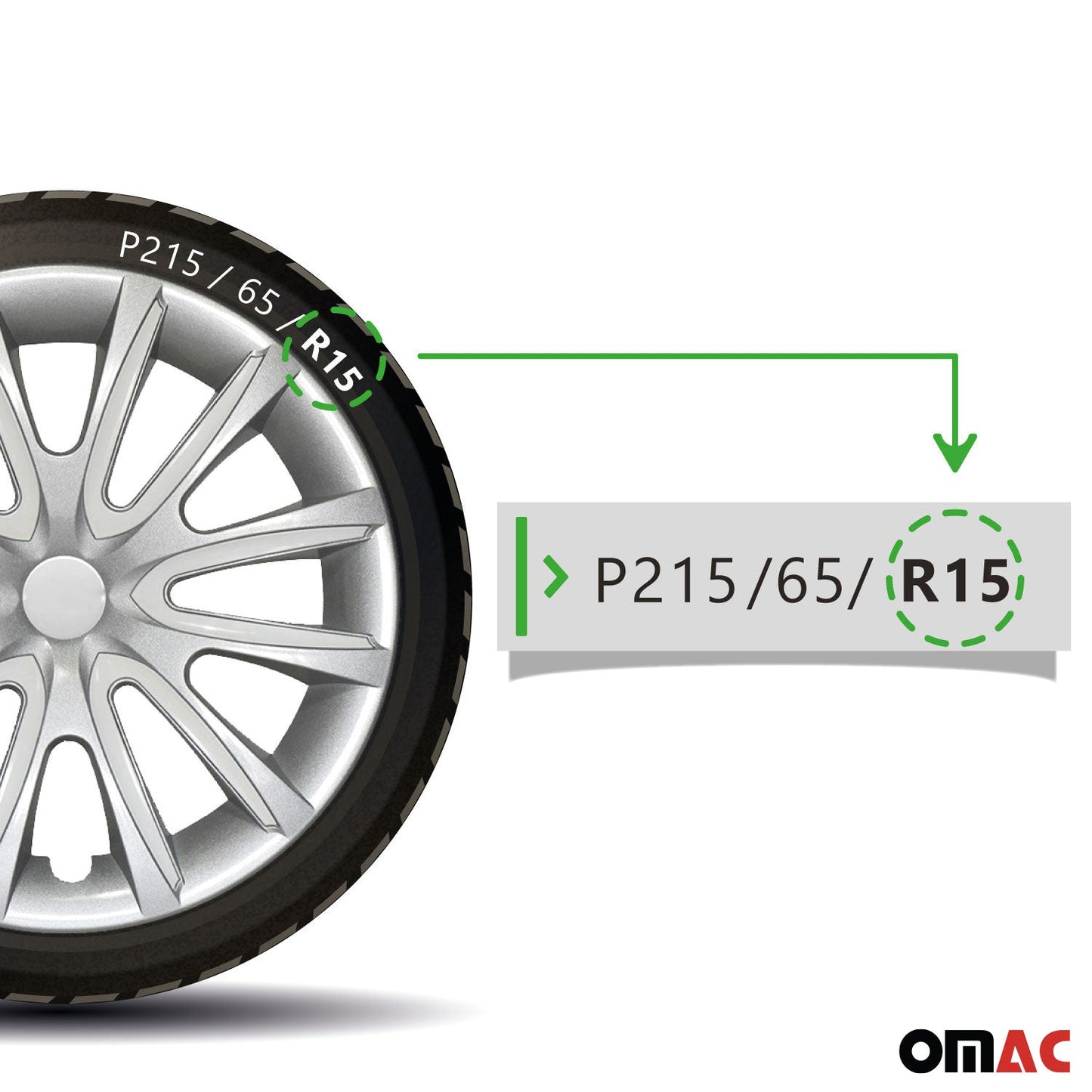 Bicolo Hub Caps Wheel Cover 15" Gray & White Full Set 4 pcs.