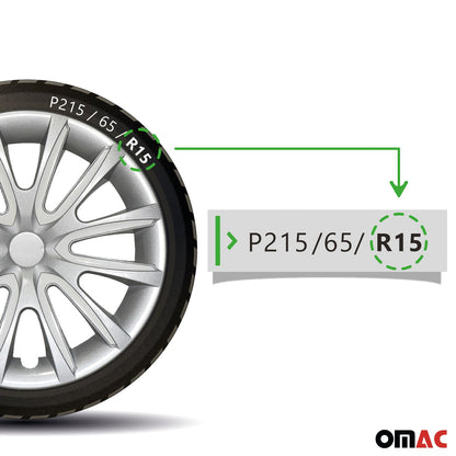 Bicolo Hub Caps Wheel Cover 15" Gray & White Full Set 4 pcs.