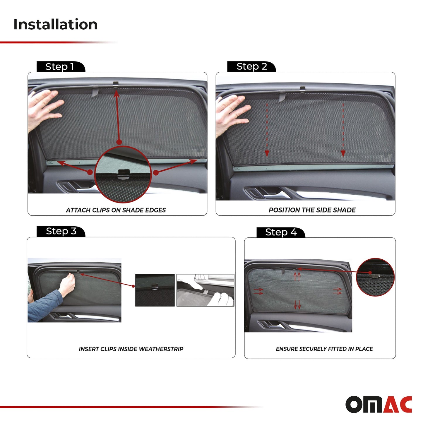 2010-2017	Volvo	XC60 Side Rear Window Curtain Mesh Black 2Pcs