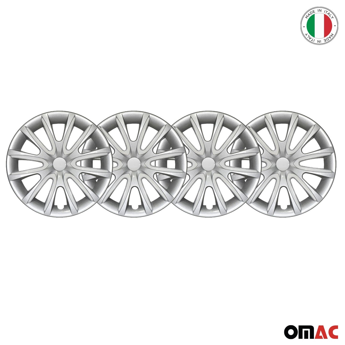 Bicolo Hub Caps Wheel Cover 15" Gray & White Full Set 4 pcs.