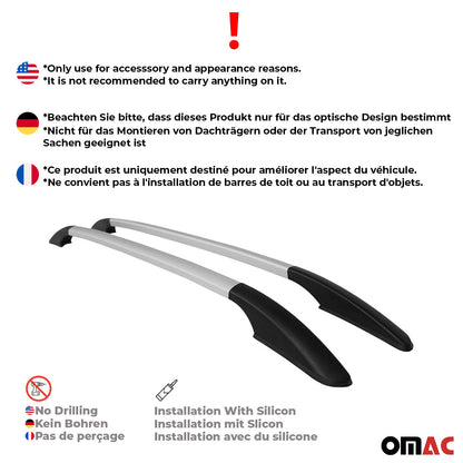 2004-2013 Mazda 3 Roof Rack Rails Side Rails Aluminium Silver 2 Pcs