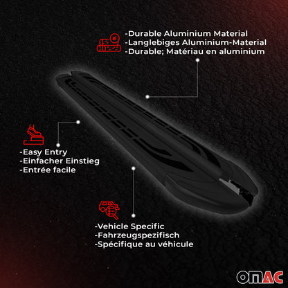 2014-2020 Fiat 500L Running Boards Side Steps Black