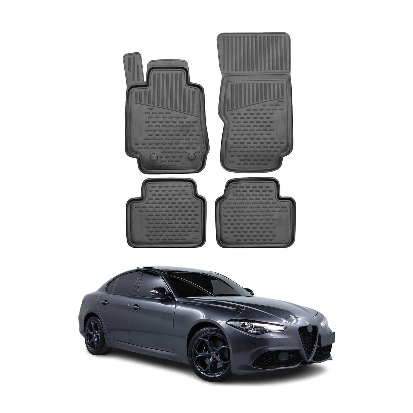 2017-2026 Alfa Romeo Giulia AWD Floor Mats Liners Full Set All Weather Black