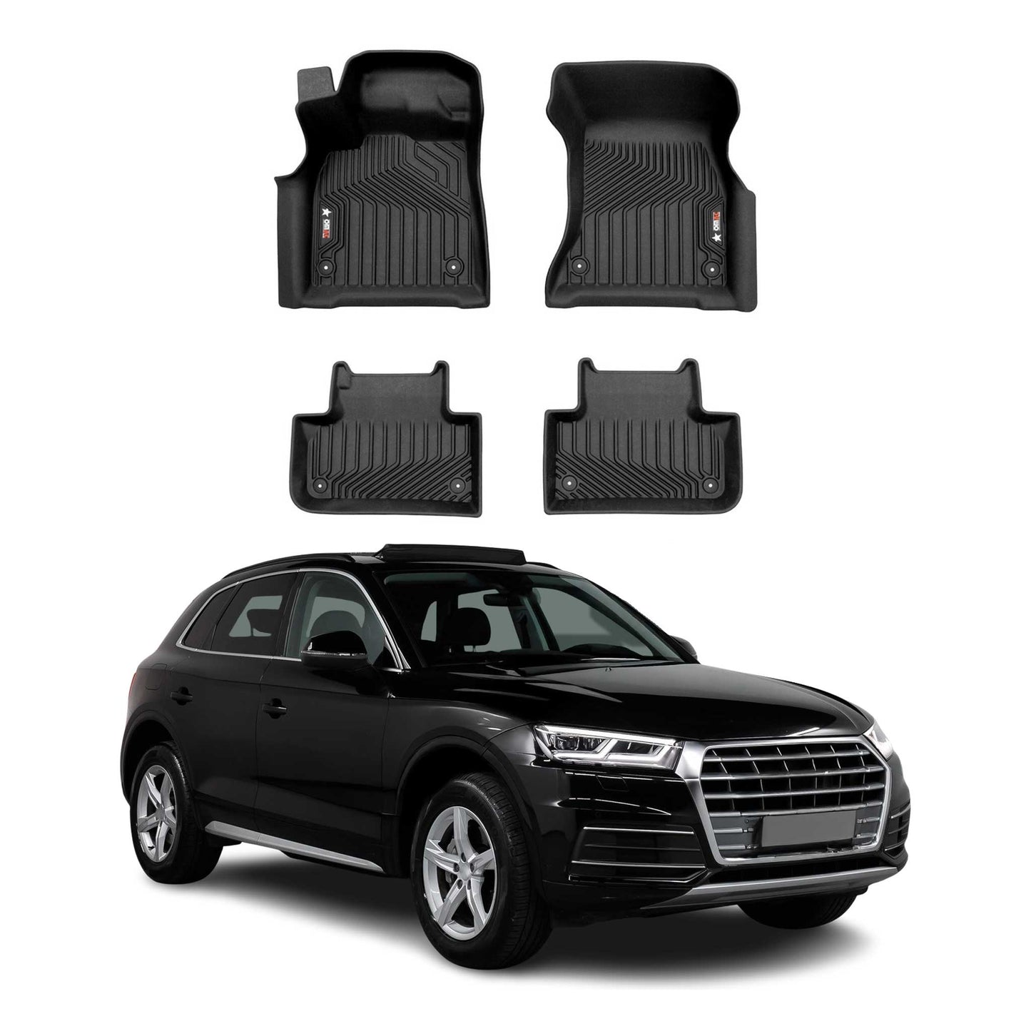 2018-2025 Audi Q5 SQ5 2.gen Premium Floor Mats Liners First and Second Row Set Black