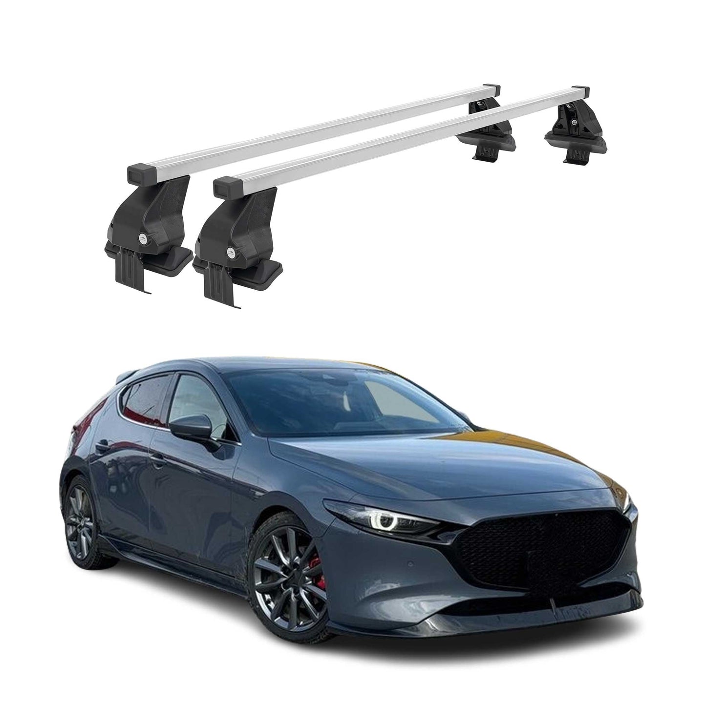 2019-2026 Mazda 3 Hatchback Roof Rack Cross Bars Silver