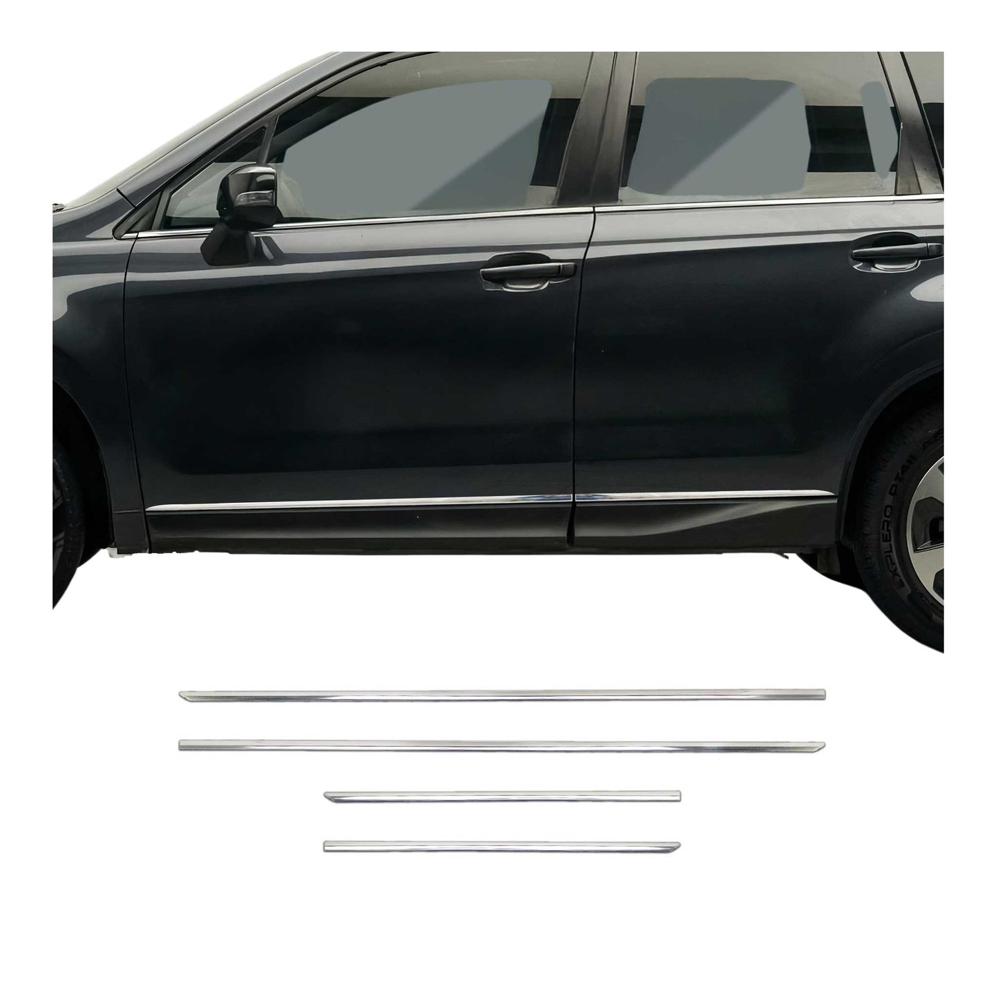 2014-2018 Subaru Forester IV Side Door Molding Trim Stainless Steel Silver 4x