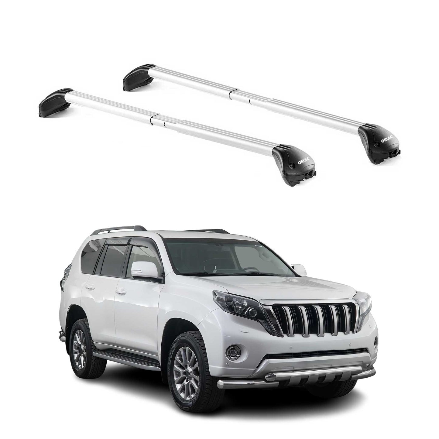 1998-2021 Toyota Land Cruiser Roof Rack Cross Bars Silver