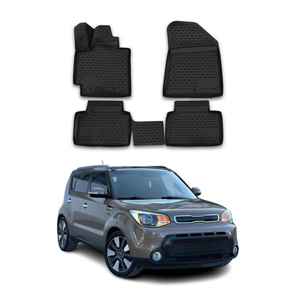 2014-2019 Kia Soul 2.gen Floor Mats Liners Full Set All Weather Black
