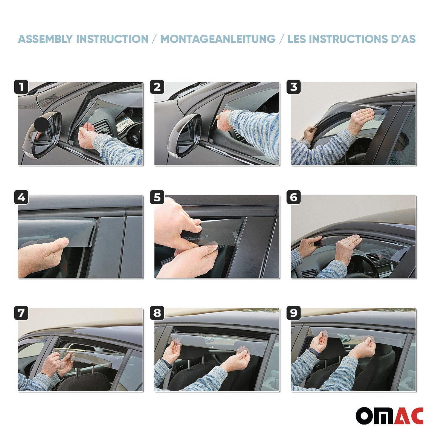 2015-2022 RAM ProMaster City Bug Shield Hood Deflector & Window Visor Kit 5Pcs Smoke