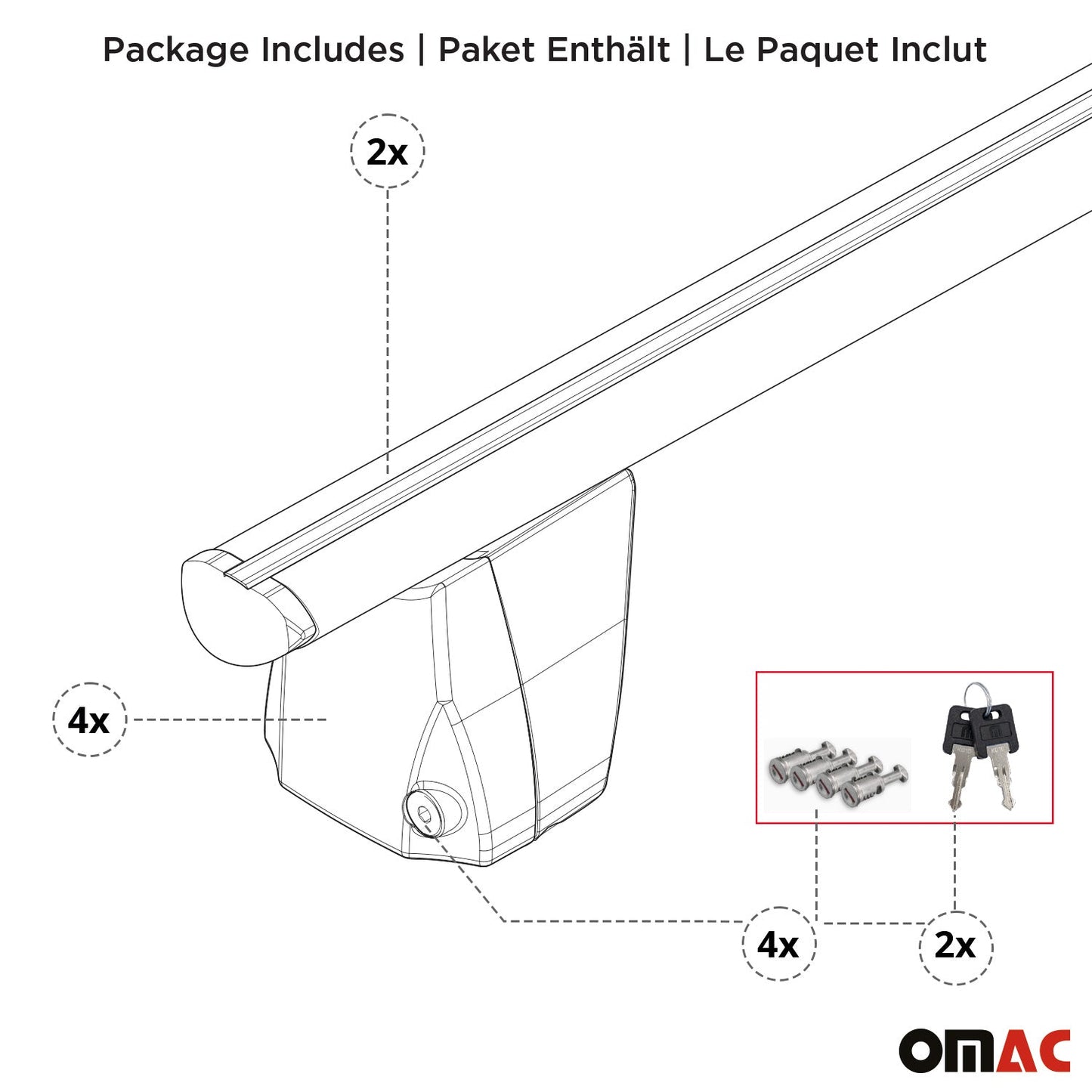 2021-2026 BMW 4 Series G22 Coupe Roof Rack Cross Bars Silver
