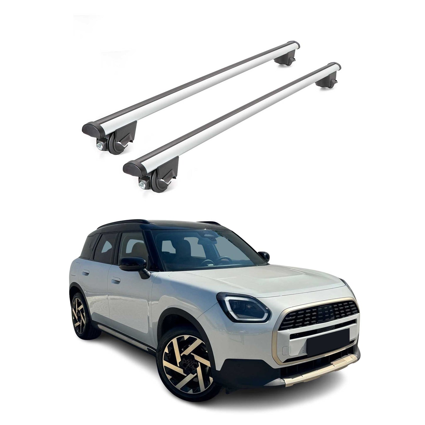 2024-2026 Mini Countryman Roof Rack Cross Bars Luggage 220 Lbs Gray 2 Pcs
