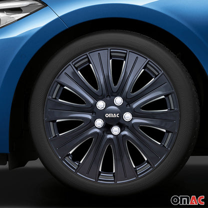 Pisa Hub Caps Wheel Cover 16" Gloss Black & Grey Full Set 4 pcs.