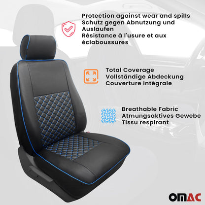 2015-2026 Ford Transit Leather Front Car Seat Covers Protector Black Blue
