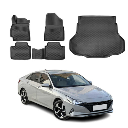 2021-2026 Hyundai Elantra Floor Mats & Cargo Liner Full Set All Weather Black