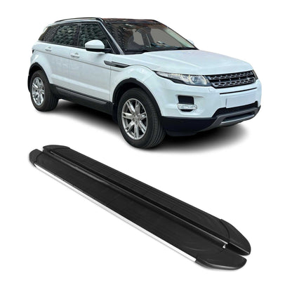 2012-2019 Land Rover Range Rover Evoque Running Boards Side Steps Silver & Black