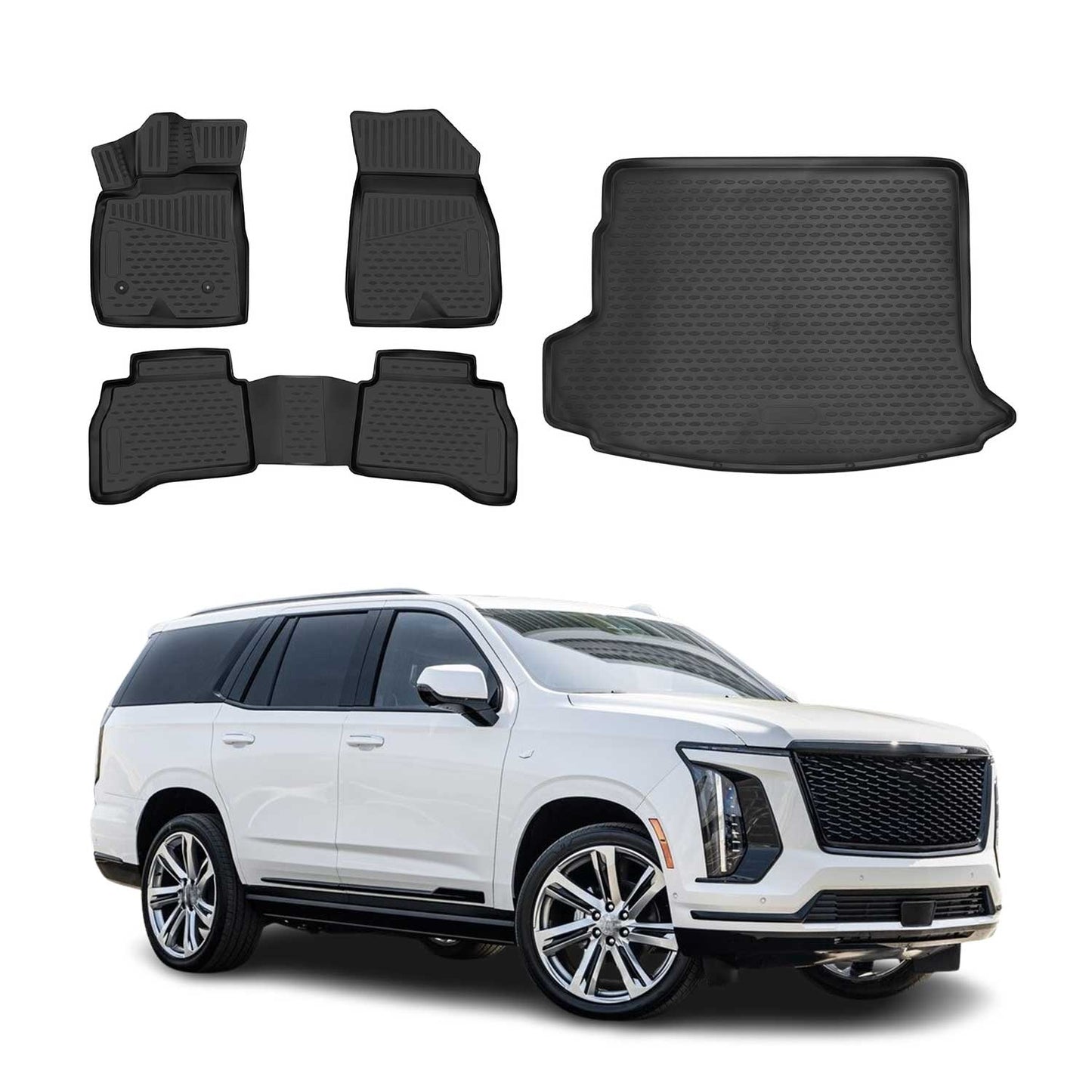 2021-2026 Cadillac Escalade ESV Floor Mats & Cargo Liner Full Set Black