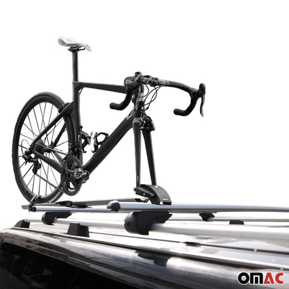Cross Bar Pro Bike Carrier Set Roof Rail Mount Rack Luggage Aluminum 50" Silver