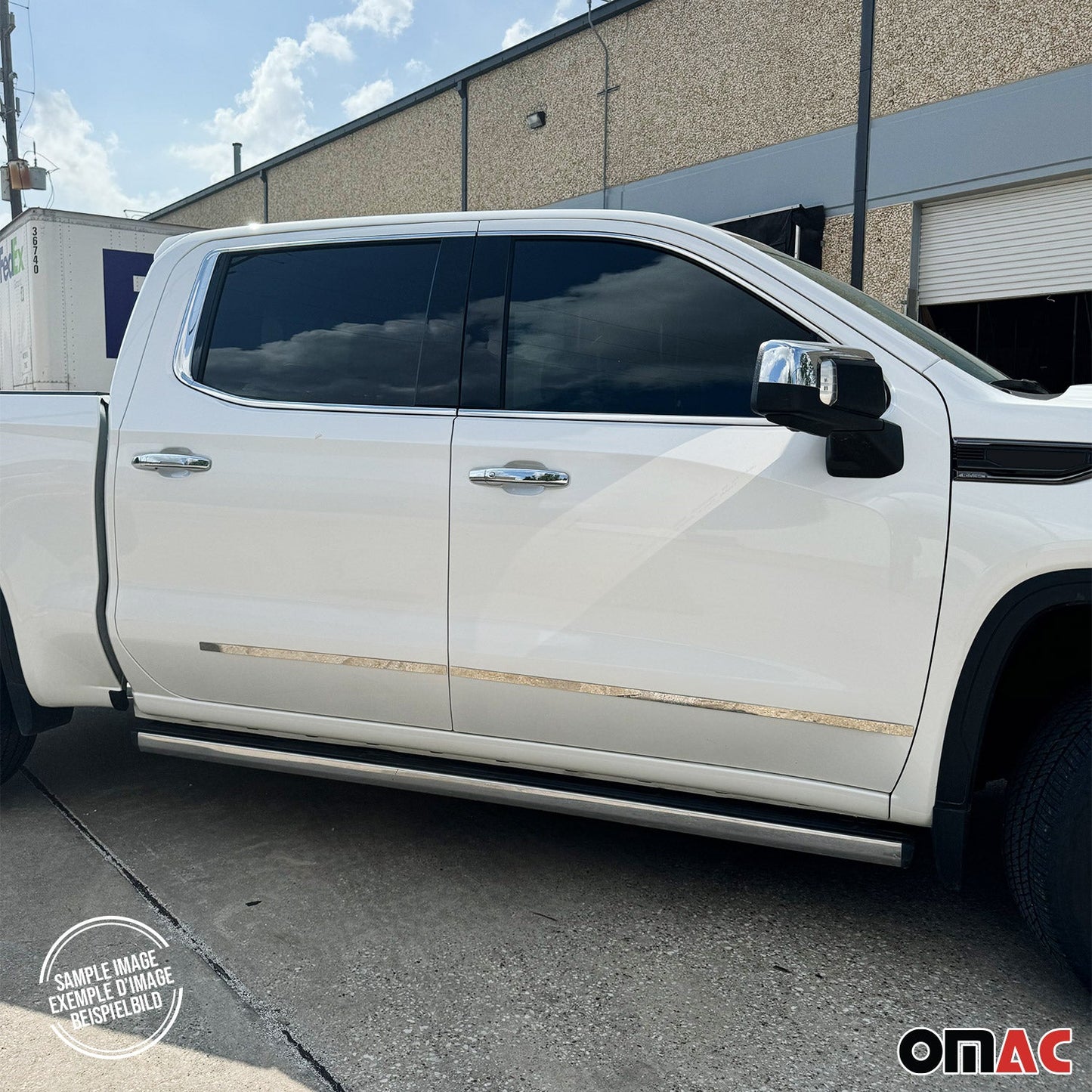 2014-2019 GMC Sierra Crew Cab 1500/2500/3500 Side Door Molding Trim Stainless Steel Silver 4x