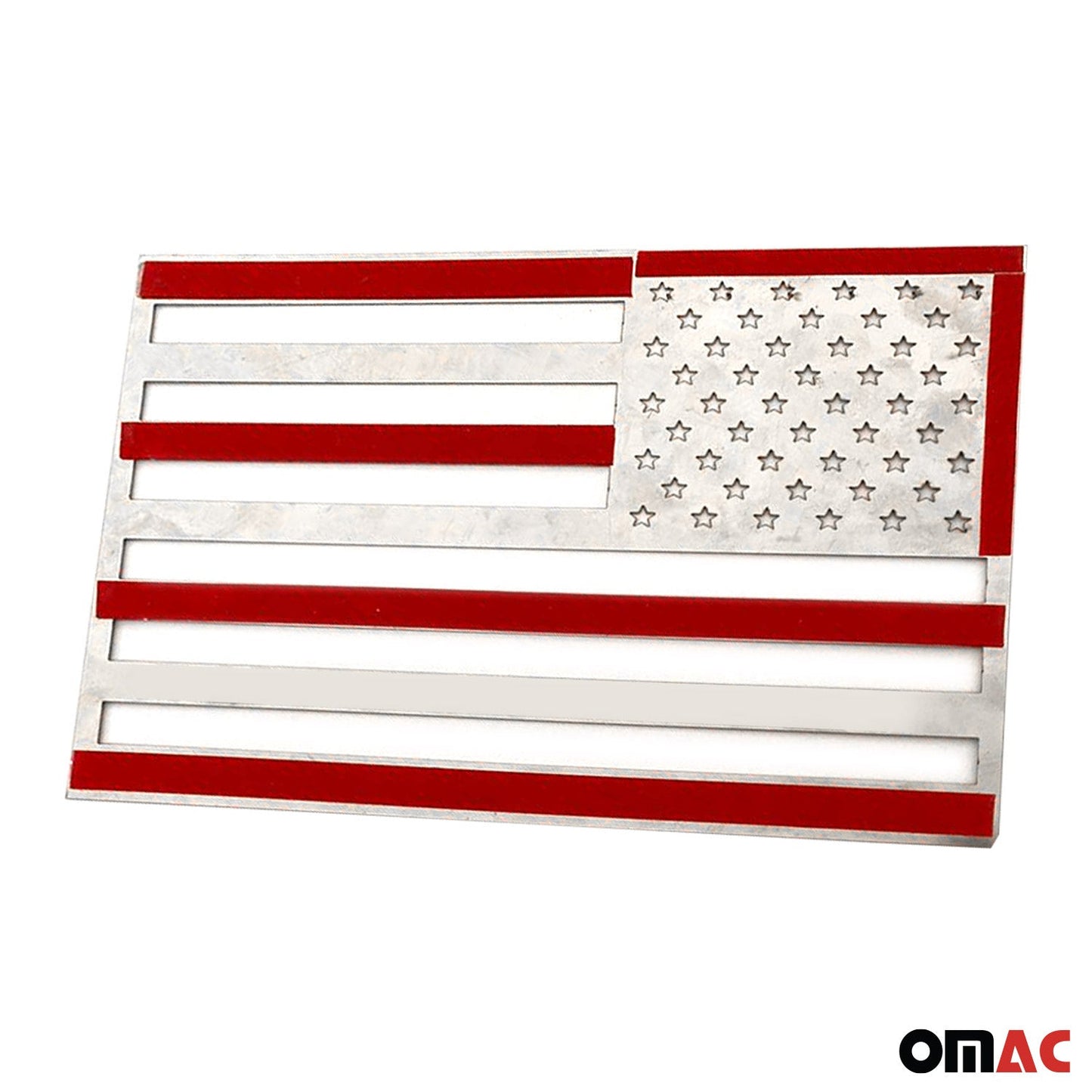 US American Flag Brushed Chrome Decal Car Sticker Emblem Stainless Steel