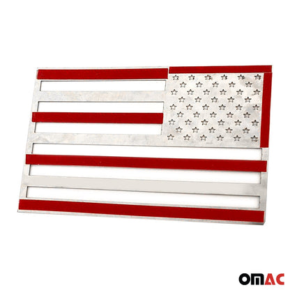 US American Flag Brushed Chrome Decal Car Sticker Emblem Stainless Steel