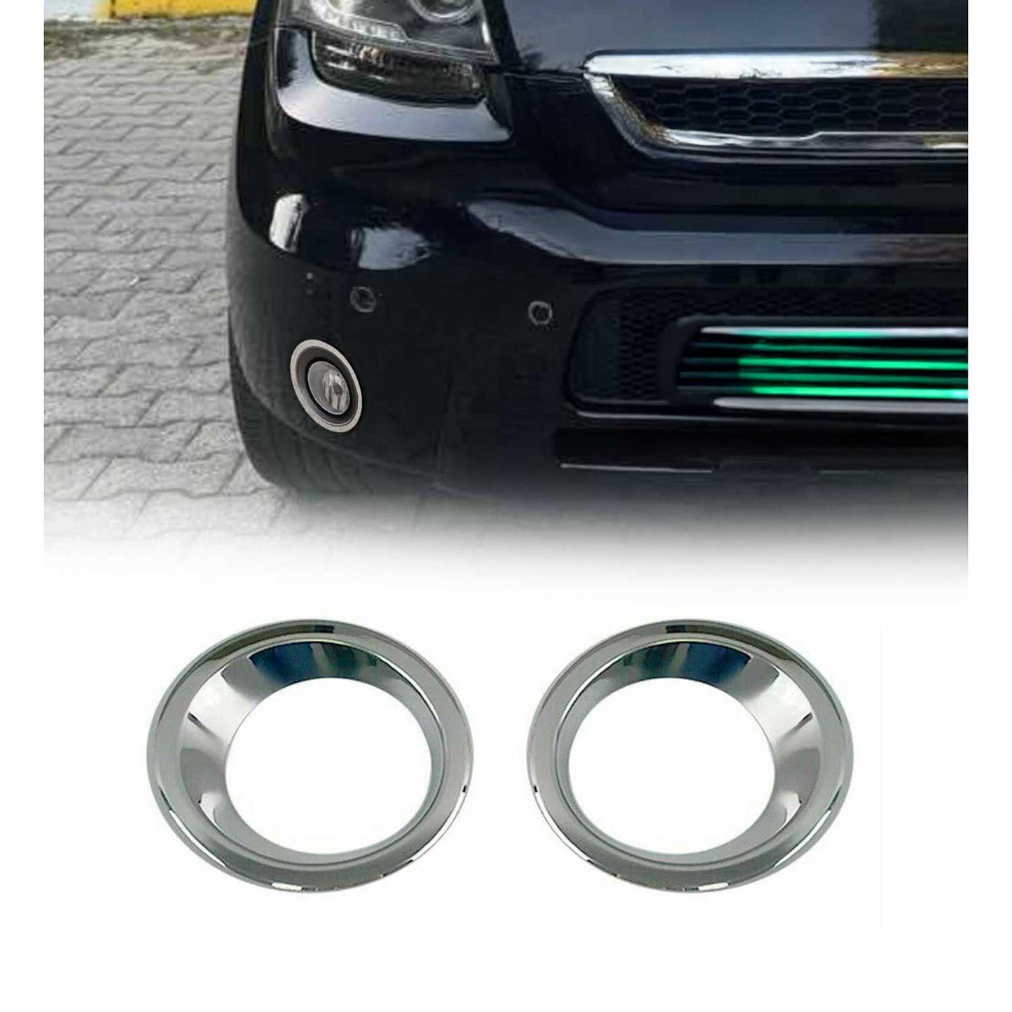 2009-2011 Kia Soul Pre-FL Fog Light Lamp Bezel Cover Stainless Steel Silver 2 Pcs