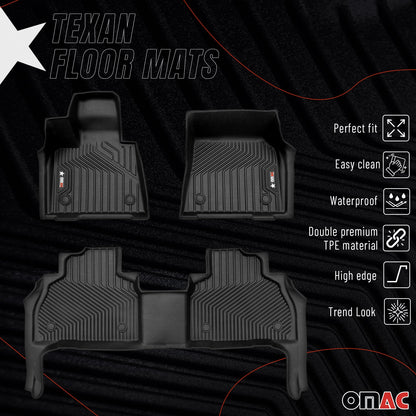 2019-2026 BMW X7 G07 Premium Floor Mats Liners 7 Seats First and Second Row Set Black