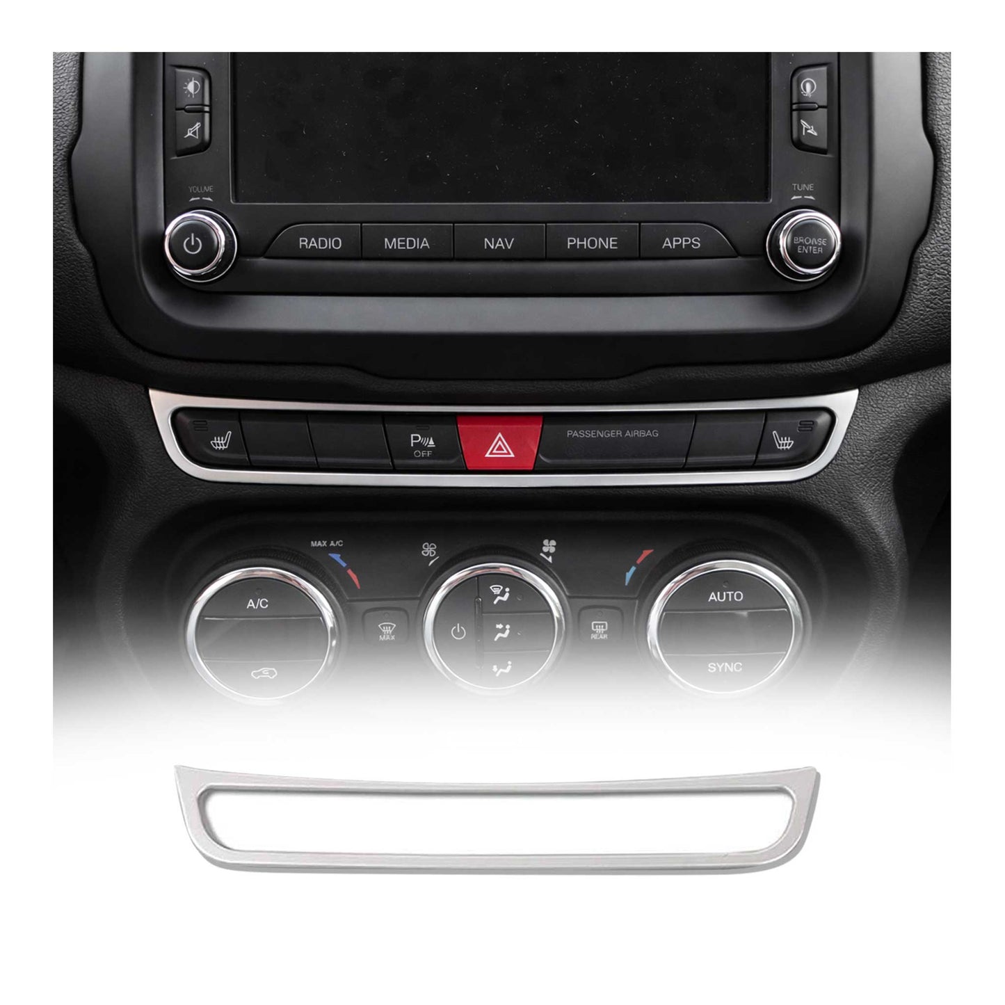 2015-2018 Jeep Renegade Air Condition Switch Trim Frame Silver Chrome 1Pc