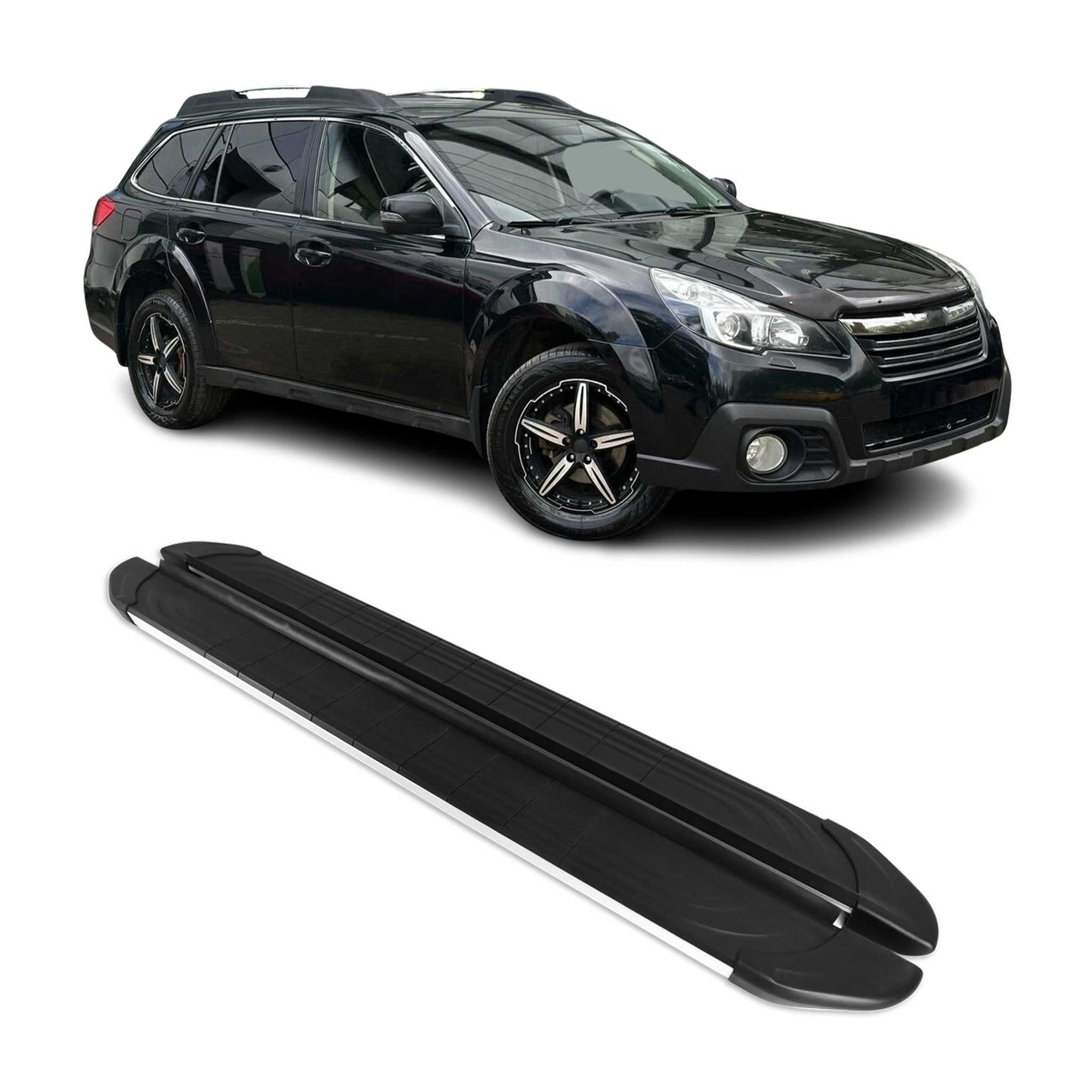 2010-2014 Subaru Outback Running Boards Side Steps Silver & Black