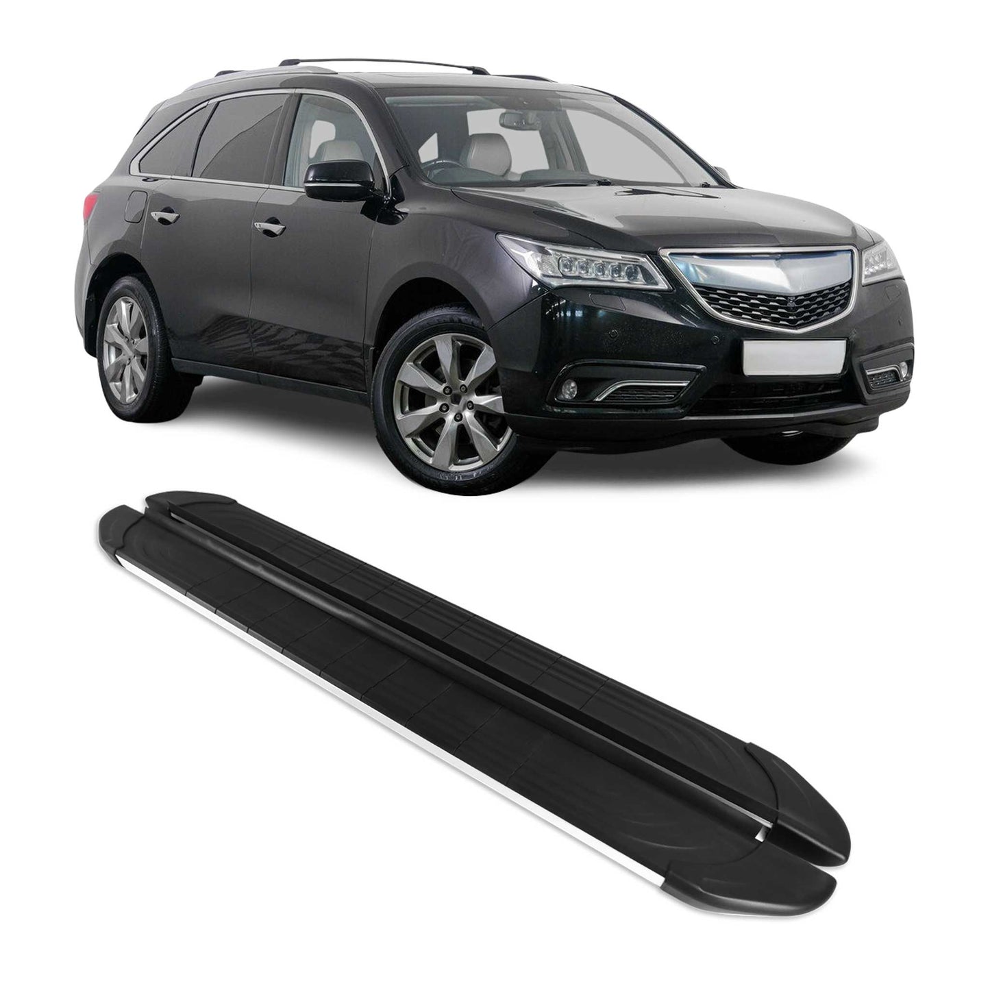 2014-2020 Acura MDX Running Boards Side Steps Silver & Black