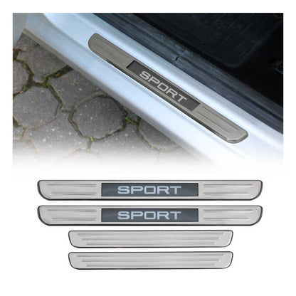 Door Sill Cover Illuminated Sport Brushed Chrome S.Steel 4 Pcs