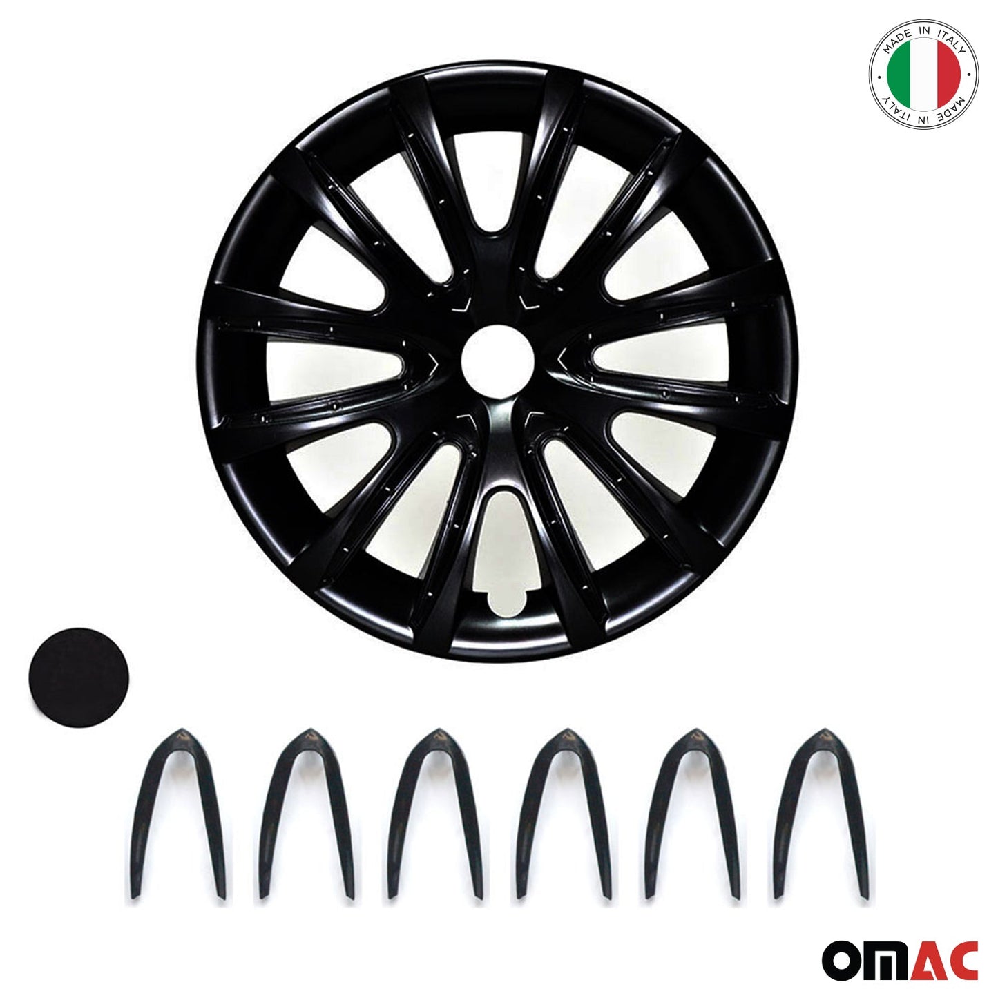 Bicolo Hub Caps Wheel Cover 16" Black Matt & Black Full Set 4 pcs.