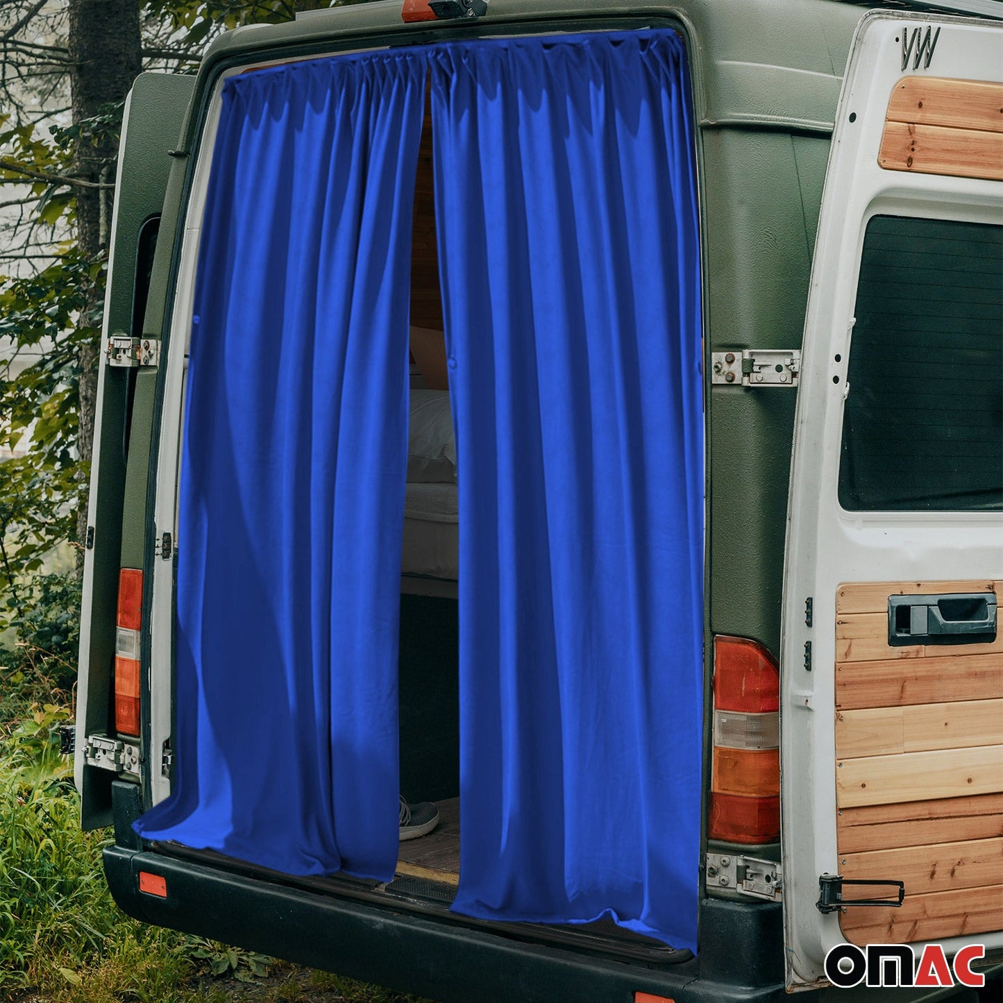 Nissan NV200 Trunk Tailgate Curtains Blue 2 Privacy Curtains