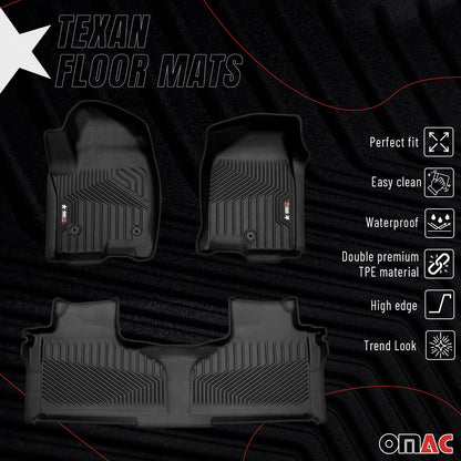 2021-2026 Cadillac Escalade Premium Floor Mats Liners First and Second Row Set Black