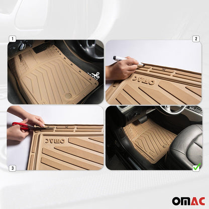 Floor Mats Liner Set All-Weather 3-Row Car Front Rear Universal 6+2Pcs Tan