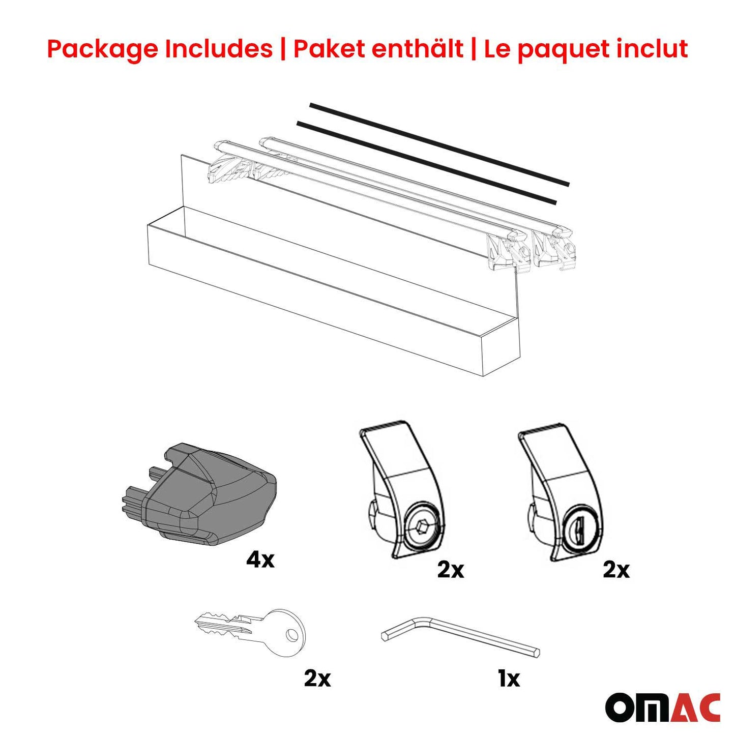 Roof Rack Cross Bars Luggage Carrier for Toyota Land Cruiser 2024-2026 2x