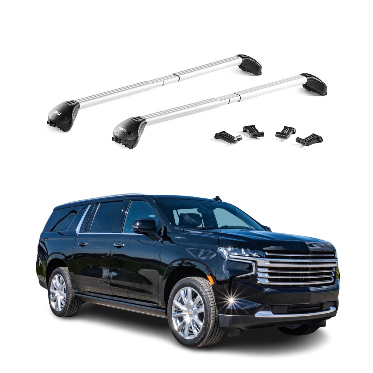 2021-2026 Chevrolet Suburban Roof Rack Cross Bars Black Carrier 2 Pcs