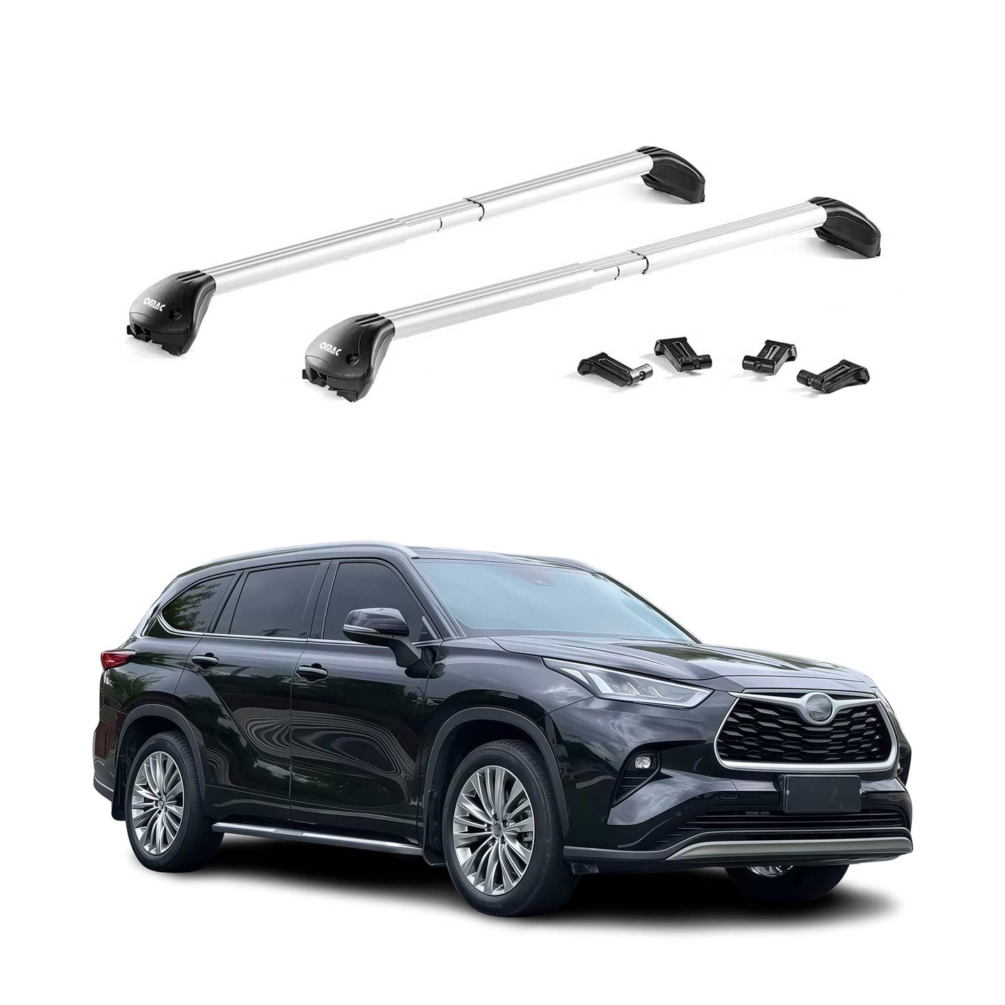 2020-2026 Toyota Highlander Roof Rack Cross Bars Silver Carrier 2 Pcs