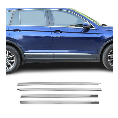 2018-2024 VW Tiguan Allspace Side Door Molding Trim Stainless Steel Silver 4x