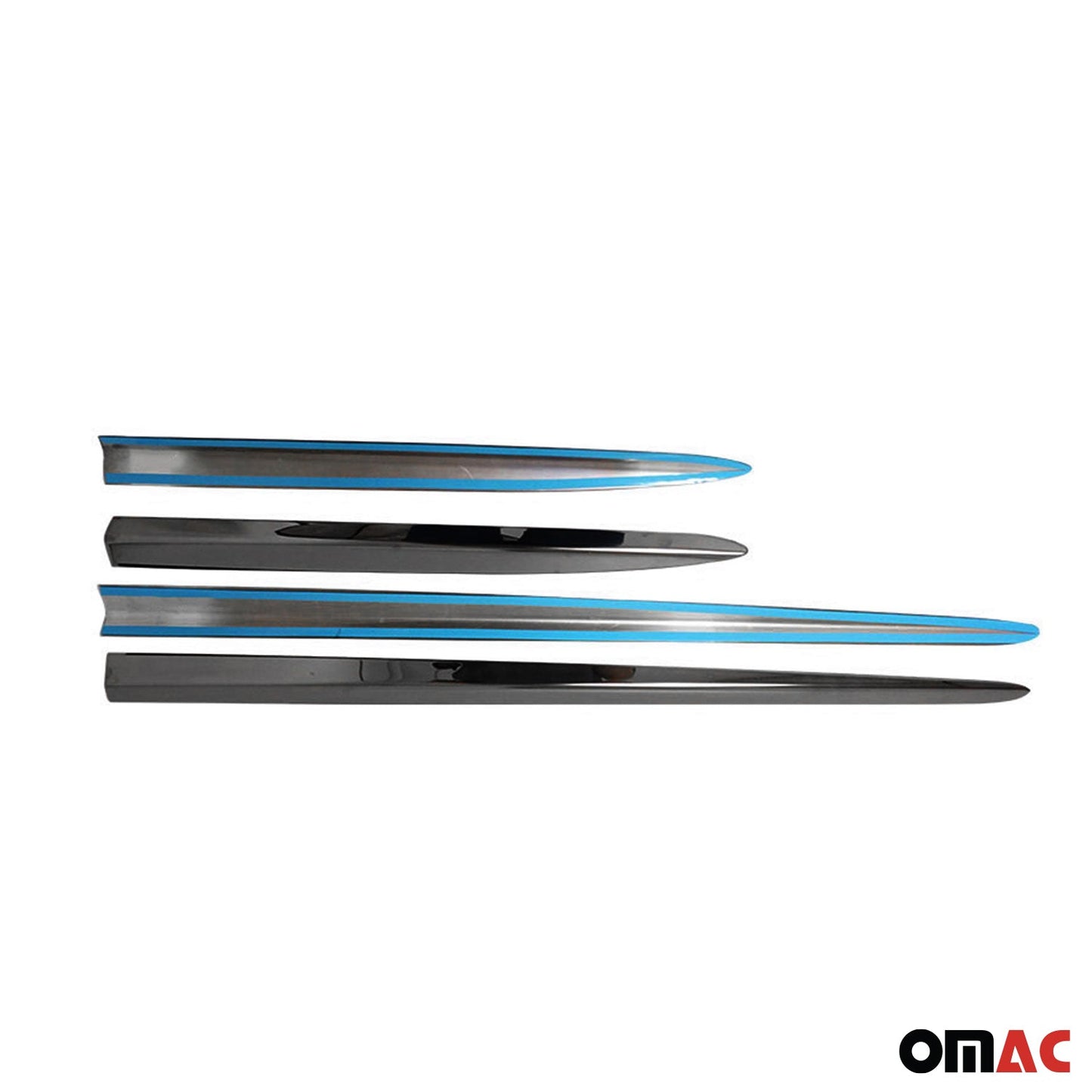 2016-2023 Fiat 500X Side Door Molding Trim Skirt Garnish Stainless Steel Dark 4 Pcs