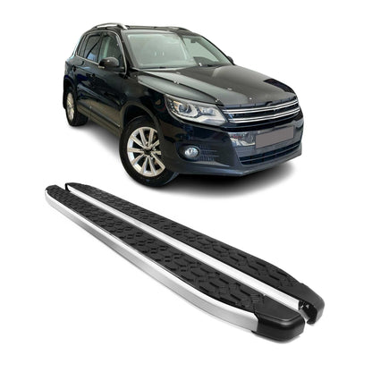 2009-2017 VW Tiguan Running Boards Side Steps Silver & Black