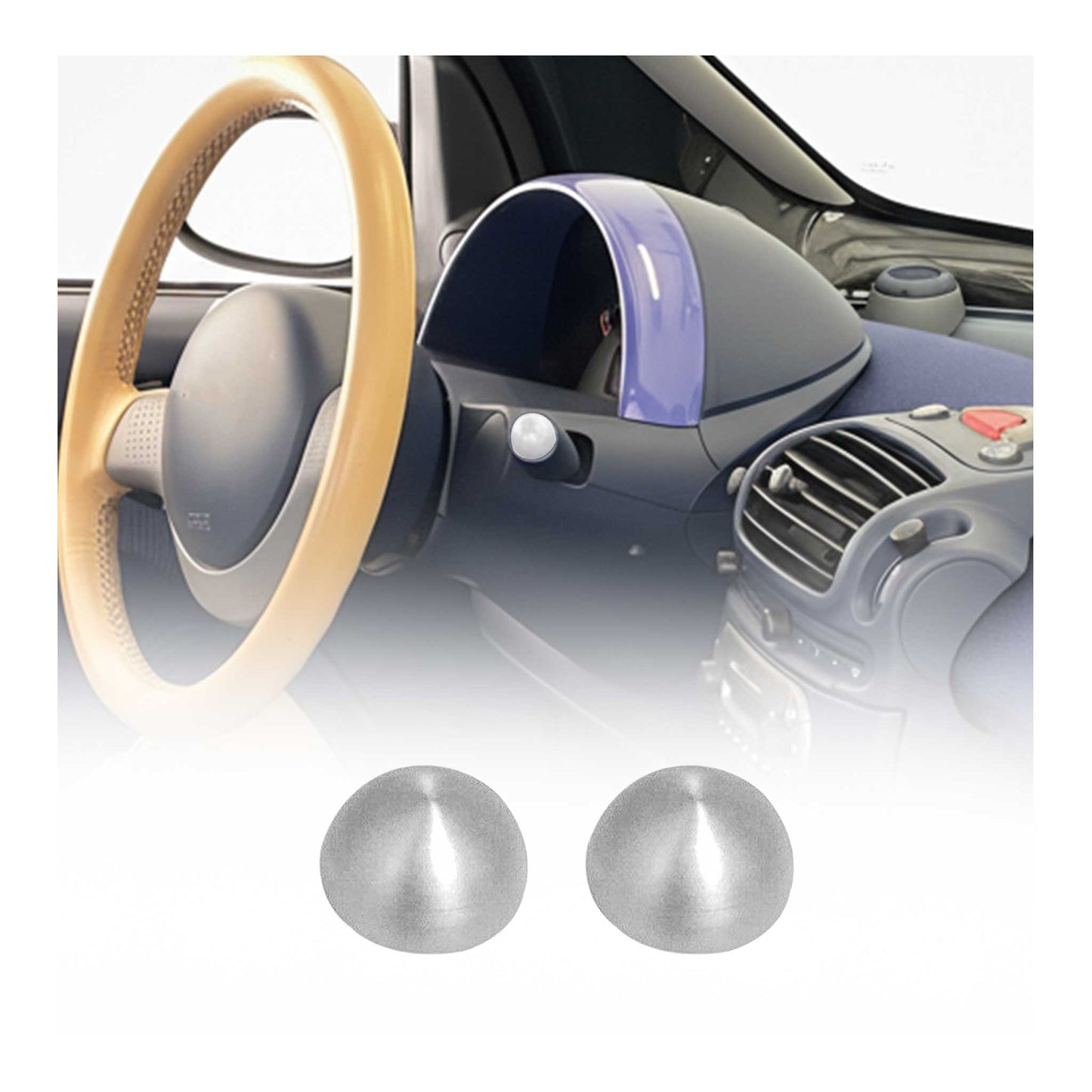 1998-2007 Smart ForTwo Turn Signal Handle Cap Cover Trim Stainless Steel Chrome 2 Pcs